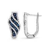 0.88 Carat Genuine Blue Diamond & White Diamond .925 Sterling Silver Earrings