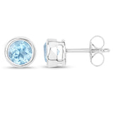 1.20 ct Genuine Blue Topaz .925 Sterling Silver Earrings