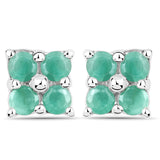 0.80 ct. Genuine Emerald .925 Sterling Silver Earrings