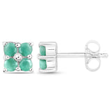 0.80 ct. Genuine Emerald .925 Sterling Silver Earrings