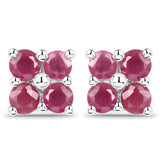 1.04 Carat Genuine Johnson Ruby .925 Sterling Silver Earrings