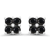 1.04 ct. Genuine Black Sapphire .925 Sterling Silver Earrings