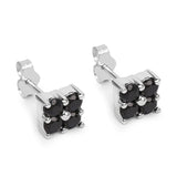 1.04 ct. Genuine Black Sapphire .925 Sterling Silver Earrings