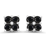 1.04 Carat Genuine Black Sapphire .925 Sterling Silver Earrings