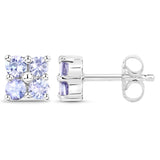 0.80 Carat Genuine Tanzanite .925 Sterling Silver Earrings