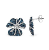 1.62 Carat Genuine Blue Diamond & White Diamond .925 Sterling Silver Earrings