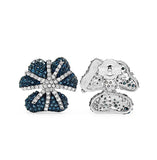 1.62 Carat Genuine Blue Diamond & White Diamond .925 Sterling Silver Earrings