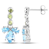 6.32 Carat Genuine Blue Topaz and Peridot .925 Sterling Silver Earrings