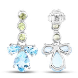 6.32 Carat Genuine Blue Topaz and Peridot .925 Sterling Silver Earrings