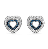 0.49 ct Genuine Blue Diamond & White Diamond .925 Sterling Silver Earrings