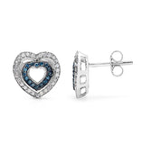 0.49 ct Genuine Blue Diamond & White Diamond .925 Sterling Silver Earrings
