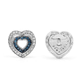 0.49 ct Genuine Blue Diamond & White Diamond .925 Sterling Silver Earrings