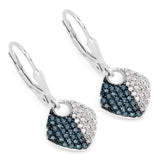 0.48 ct Genuine Blue Diamond and White Diamond .925 Sterling Silver Earrings