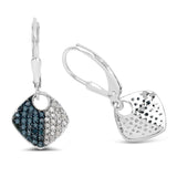 0.48 ct Genuine Blue Diamond and White Diamond .925 Sterling Silver Earrings