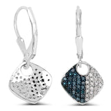 0.48 ct Genuine Blue Diamond and White Diamond .925 Sterling Silver Earrings