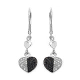 0.45 Carat Genuine Black Diamond & White Diamond .925 Sterling Silver Earrings