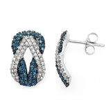 1.05 ct Genuine Blue Diamond & White Diamond .925 Sterling Silver Earrings