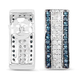 0.50 Carat Genuine Blue Diamond and White Diamond .925 Sterling Silver Earrings