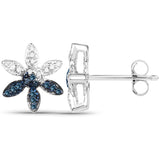 0.24 ct Genuine Blue Diamond and White Diamond .925 Sterling Silver Earrings