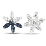 0.24 ct Genuine Blue Diamond and White Diamond .925 Sterling Silver Earrings