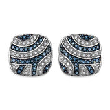 0.54 Carat Genuine Blue Diamond .925 Sterling Silver Earrings