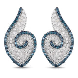 0.91 Carat Genuine Blue Diamond and White Diamond .925 Sterling Silver Earrings