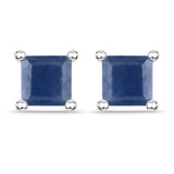 1.20 ct. Genuine Blue Sapphire .925 Sterling Silver Earrings