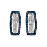 0.51 ct Genuine Blue Diamond & White Diamond .925 Sterling Silver Earrings