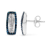0.51 ct Genuine Blue Diamond & White Diamond .925 Sterling Silver Earrings