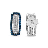 0.51 ct Genuine Blue Diamond & White Diamond .925 Sterling Silver Earrings