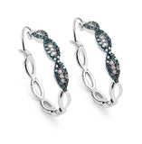 0.52 Carat Genuine Blue Diamond & White Diamond .925 Sterling Silver Earrings