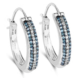 0.48 ct Genuine Blue Diamond and White Diamond .925 Sterling Silver Earrings