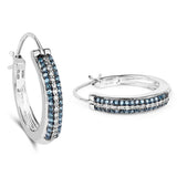 0.48 ct Genuine Blue Diamond and White Diamond .925 Sterling Silver Earrings