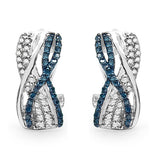 0.55 Carat Genuine Blue Diamond & White Diamond .925 Sterling Silver Earrings