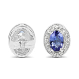 1.20 Carat Genuine Tanzanite and White Topaz .925 Sterling Silver Earrings