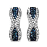 0.47 ct. Genuine Blue Diamond & White Diamond .925 Sterling Silver Earrings
