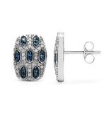 0.51 Carat Genuine Blue Diamond & White Diamond .925 Sterling Silver Earrings