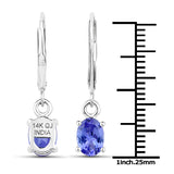 1.50 ct. Genuine Tanzanite 14K White Gold Earrings