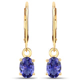 1.50 ct. Genuine Tanzanite 14K Yellow Gold Earrings