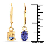1.50 ct. Genuine Tanzanite 14K Yellow Gold Earrings