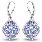 4.84 Carat Genuine Tanzanite & White Topaz .925 Sterling Silver Earrings