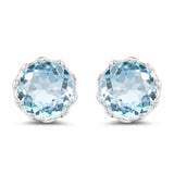 2.96 ct Genuine Blue Topaz .925 Sterling Silver Earrings