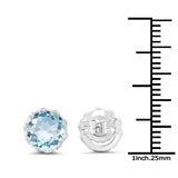 2.96 ct Genuine Blue Topaz .925 Sterling Silver Earrings