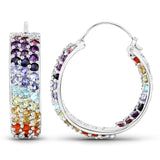 8.79 ct Genuine Multi Stones .925 Sterling Silver Earrings