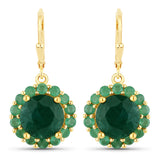 8.54 Carat Dyed Emerald and Emerald .925 Sterling Silver Earrings
