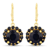 11.37 Carat Dyed Sapphire and Blue Sapphire .925 Sterling Silver Earrings
