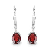 3.23 Carat Genuine Garnet and White Topaz .925 Sterling Silver Earrings