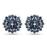 2.80 Carat Genuine Blue Sapphire .925 Sterling Silver Earrings