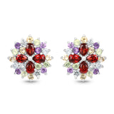 2.78 Carat Genuine Multi Stone .925 Sterling Silver Earrings