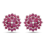3.60 Carat Genuine Ruby .925 Sterling Silver Earrings